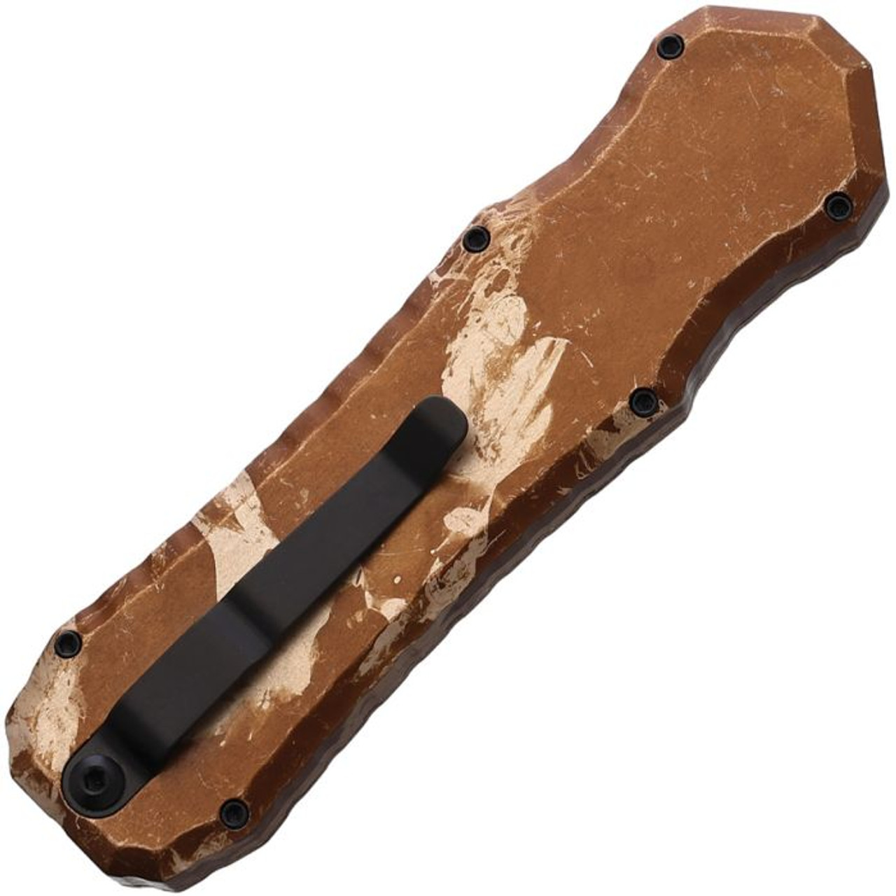 Piranha Excalibur OTF Automatic Knife (PKCP8CT) - 3.2" 154CM Black Dagger Style Blade, Tan Camo Aluminum Handle