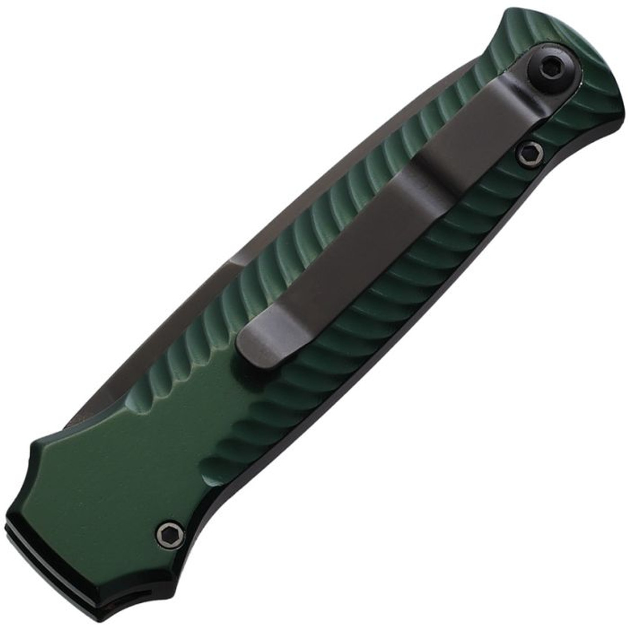 Piranha Mini-Guard Automatic Knife (PKCP7GT) - 2.875" S30V Black Plain Spear Point Blade, Green Aluminum Handle