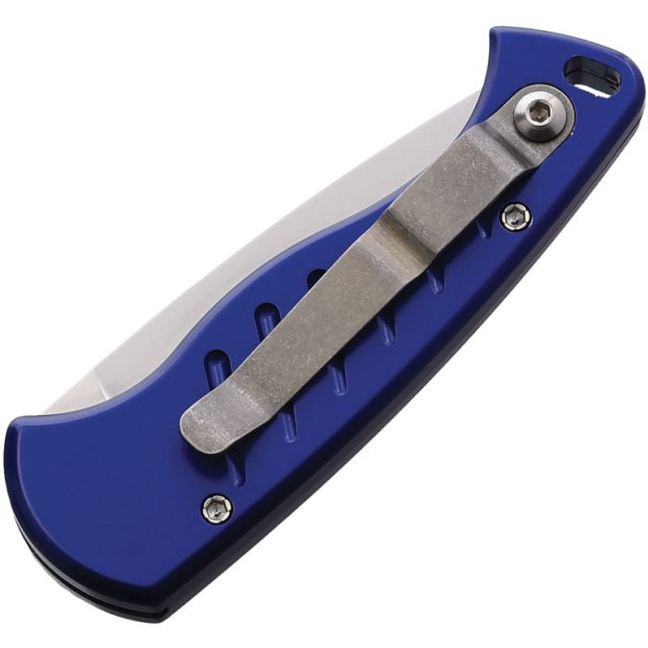 Piranha Fingerling Automatic Knife (PKCP2B) - 2.50" 154CM Mirror Polish Drop Point Plain Blade, Blue Aluminum Handle