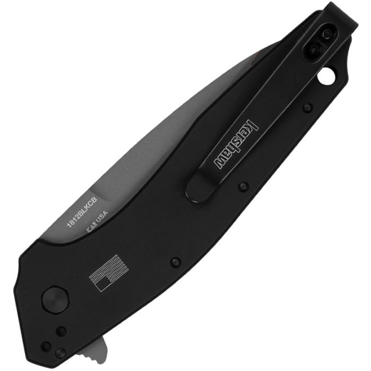 Kershaw Dividend (1812BLKCB) 3" Bohler N690/ CPM-D2 Plain Edge Drop Point Blade, Black Aluminum Handle