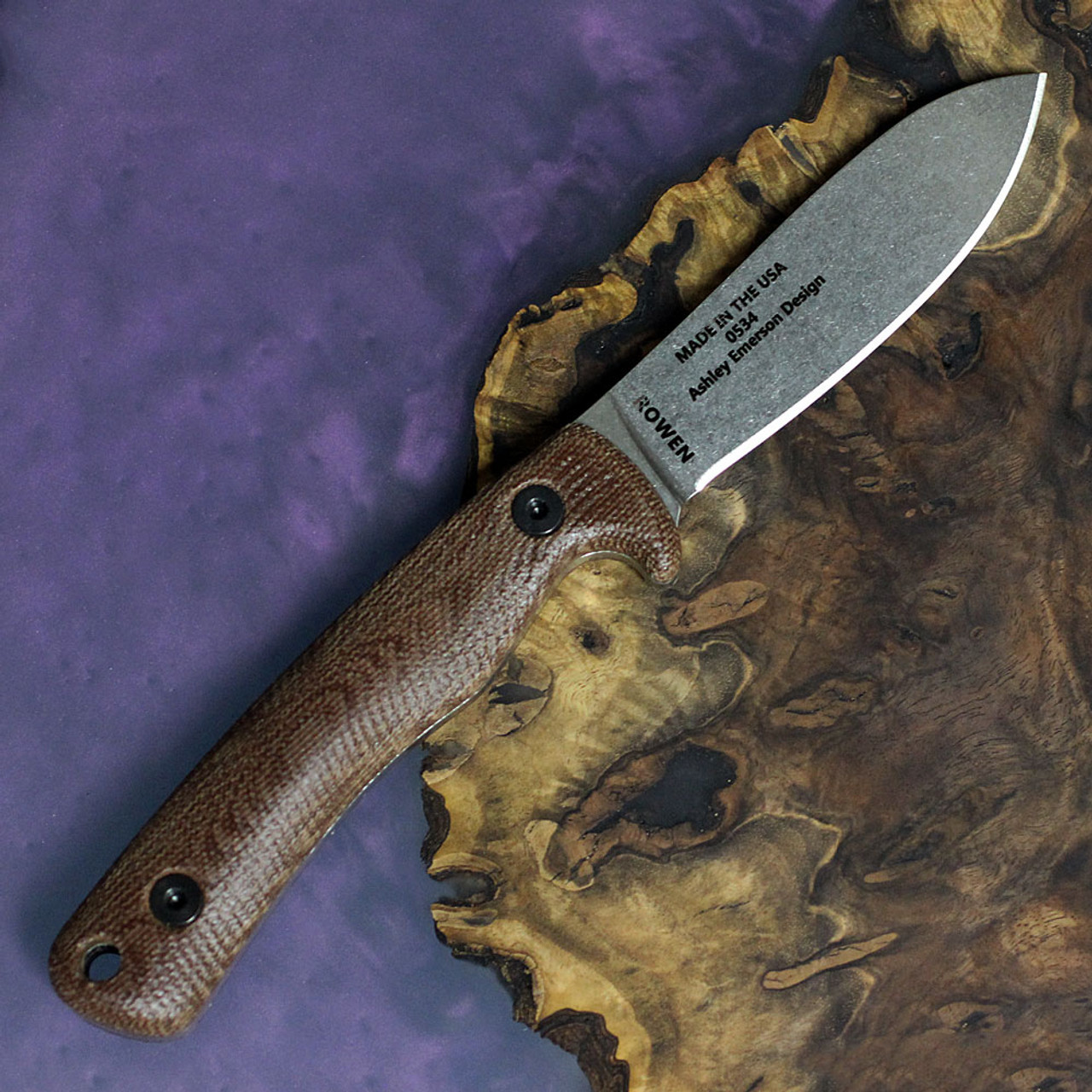 ESEE-Ashley Game Knife (ESEE-AGK-35V)- 3.55" Stonewashed CPM-S35VN Drop Point Blade, Brown Micarta Handle