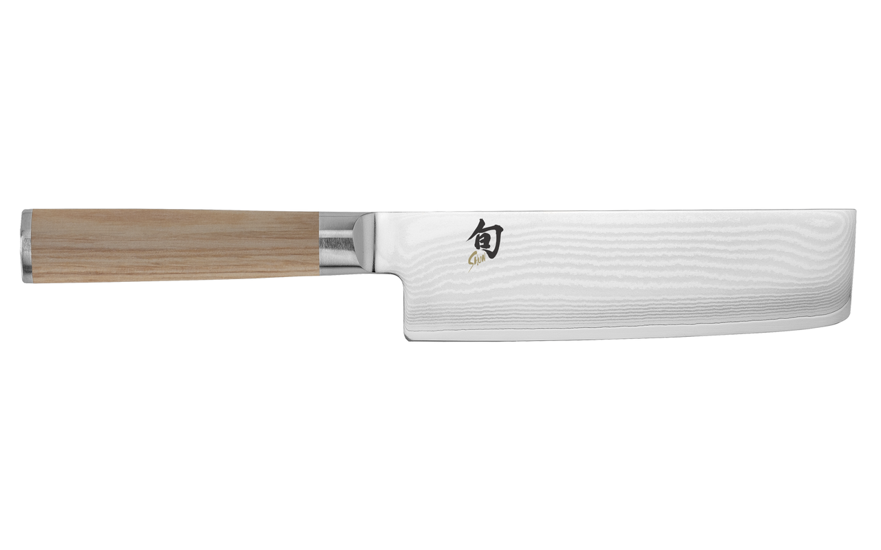 Shun Cutlery Classic Nakiri (DM0728W) 6.5" Damascus Blade with Satin Finish, Blonde Pakkawood Handle