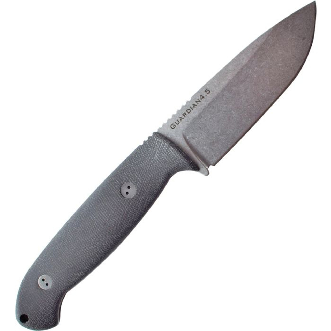 Bradford Guardian 4.5 Fixed Blade (BRAD45S101) 4.0" Stonewash N690 Drop Point Plain Blade, 3D Black Micarta Handle