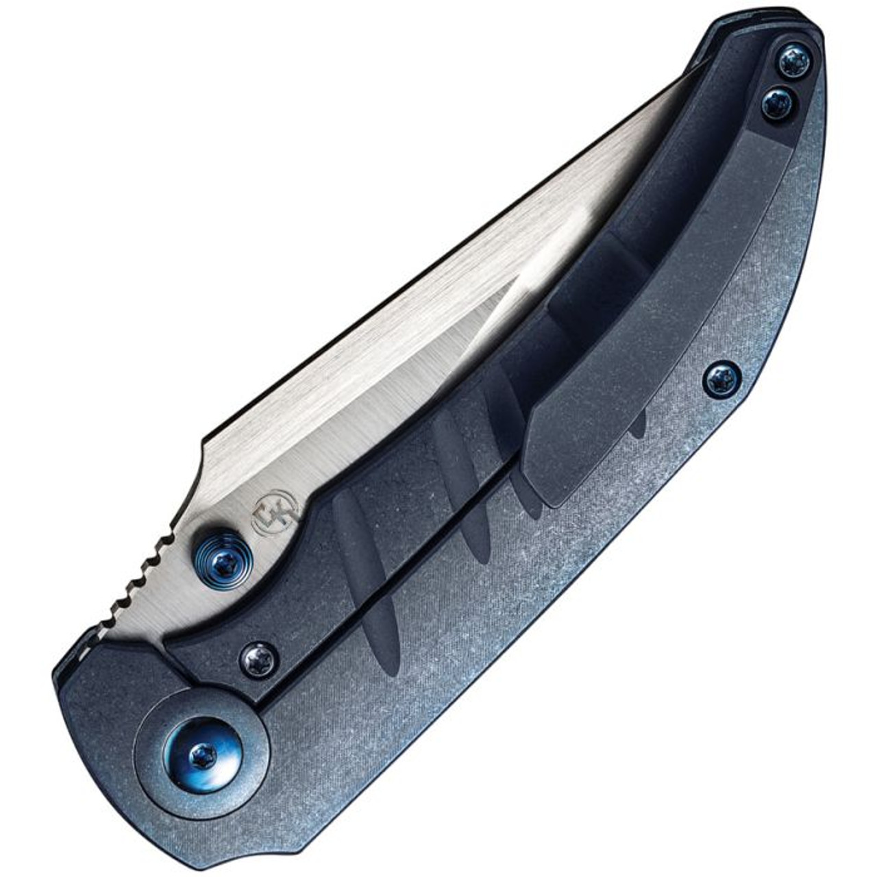 WE Riff-Raff (WE22020B2) 3.12 Hand Rubbed Satin Plain Blade, Blue Titanium Handle