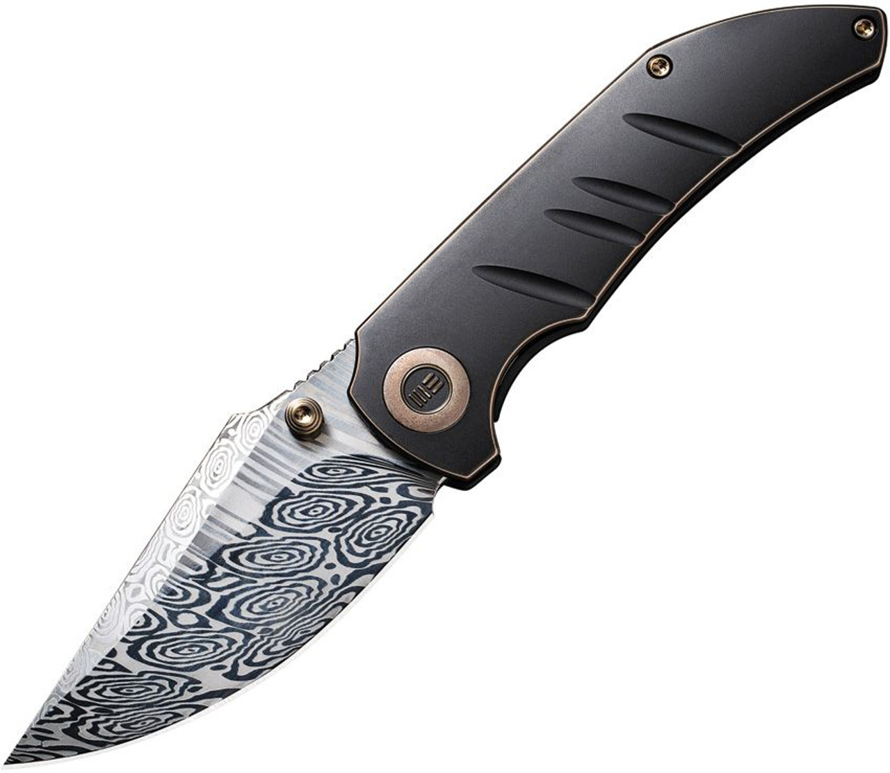 WE, Riff-Raff (WE22020DS1) 3.12" Heimskringla Damasteel Blade, Bronze & Black Titanium Handle