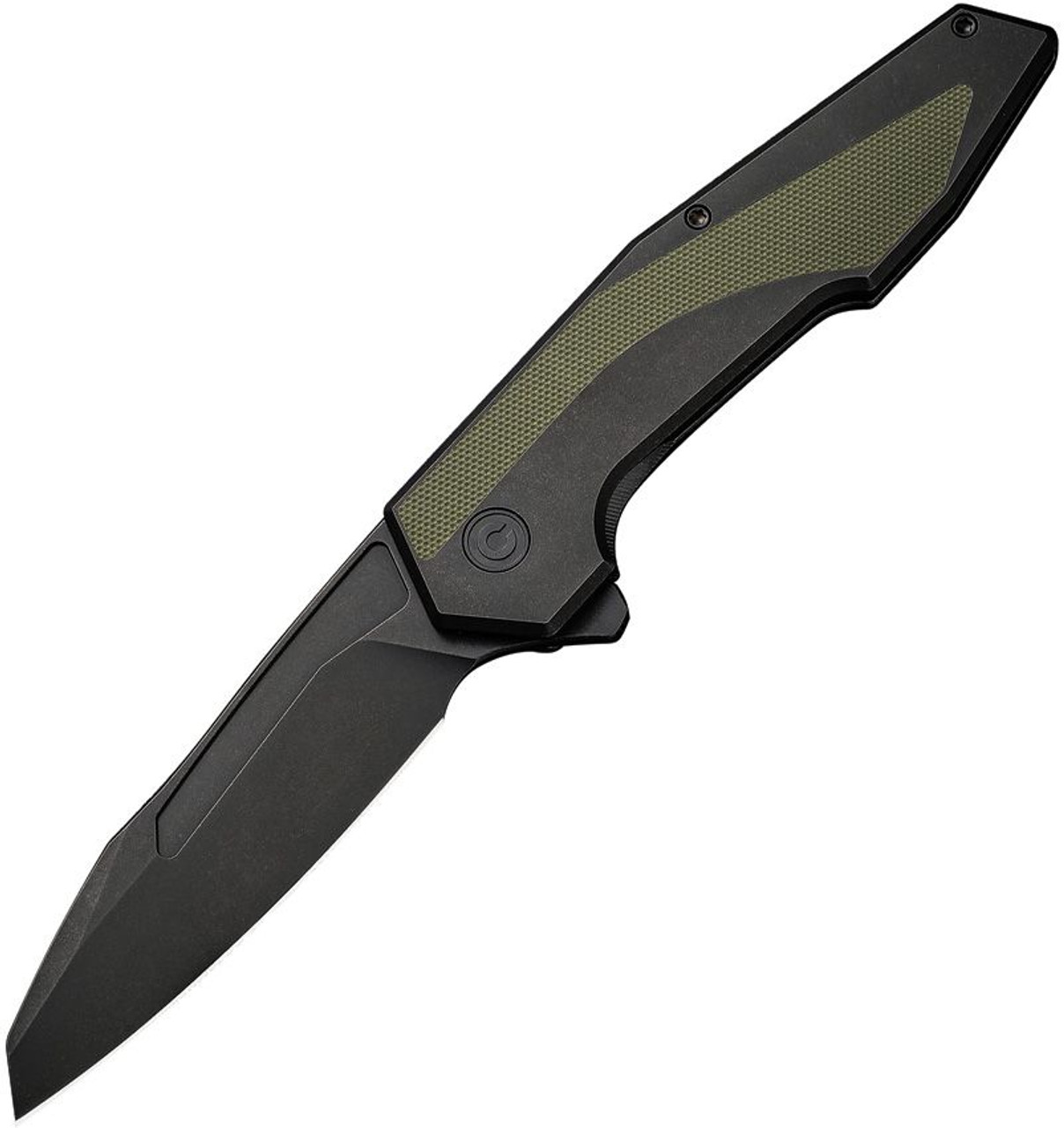 CIVIVI Hypersonic (C220111) 3.7" Black Stonewashed Blade, Black Steel Handle with OD Green Inlay