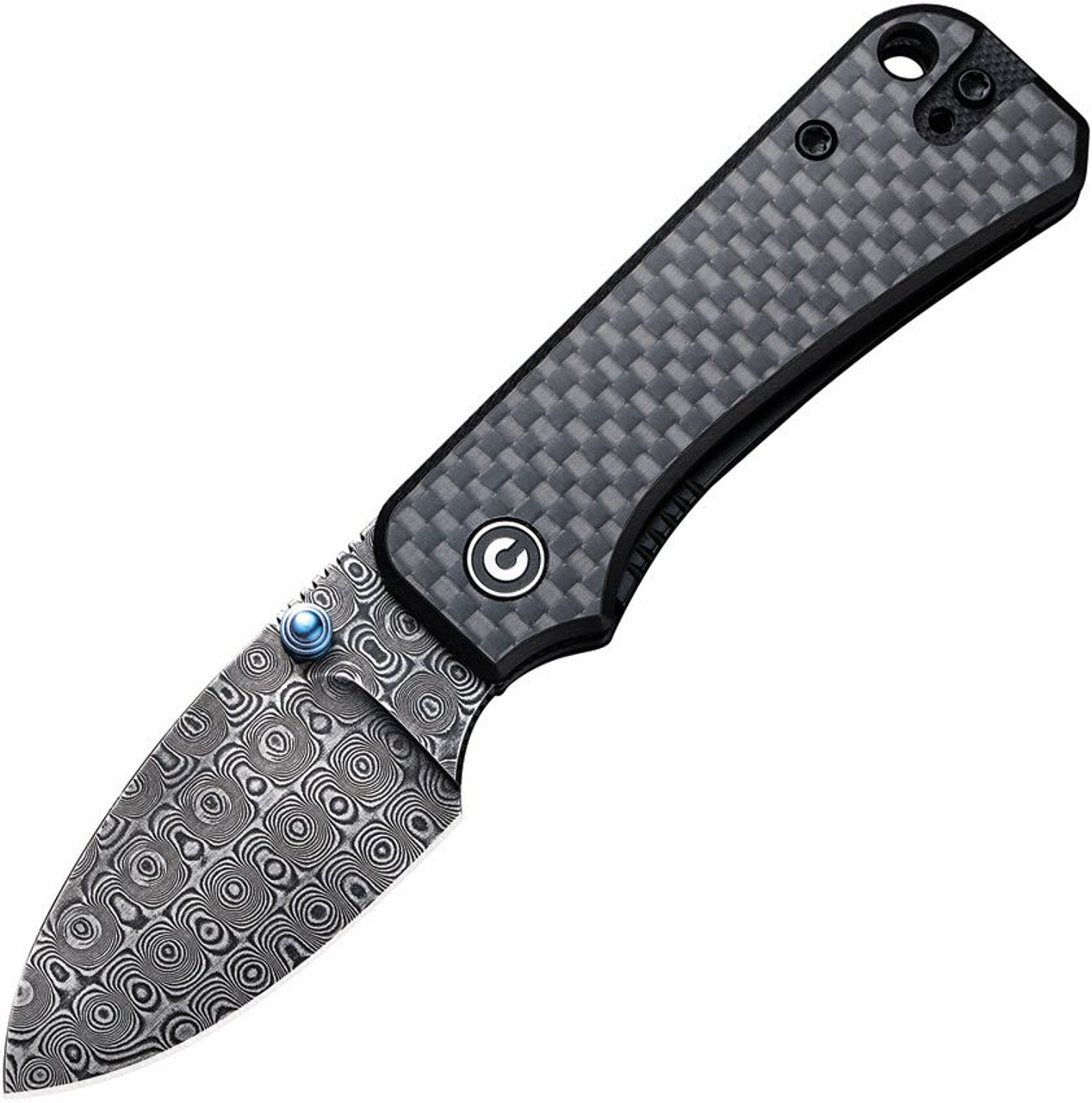 CIVIVI Baby Banter (C19068SDS1) 2.34" Black Damascus Blade, Twill CF Overlay on G10 Handle