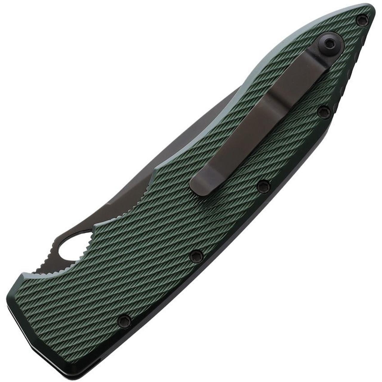 Piranha Knives Predator (PKCP10GT) 4.125" Black Plain Blade, Green Aluminum Handle