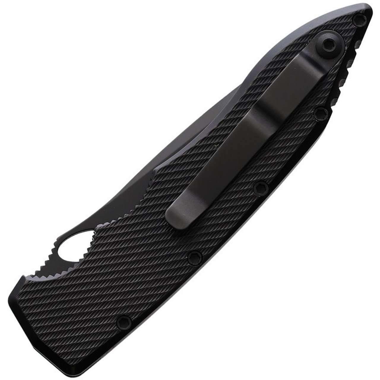 Piranha Mini Predator (PKCP11BKTS) 3.5" Black Serrated Blade, Black Aluminum Handle