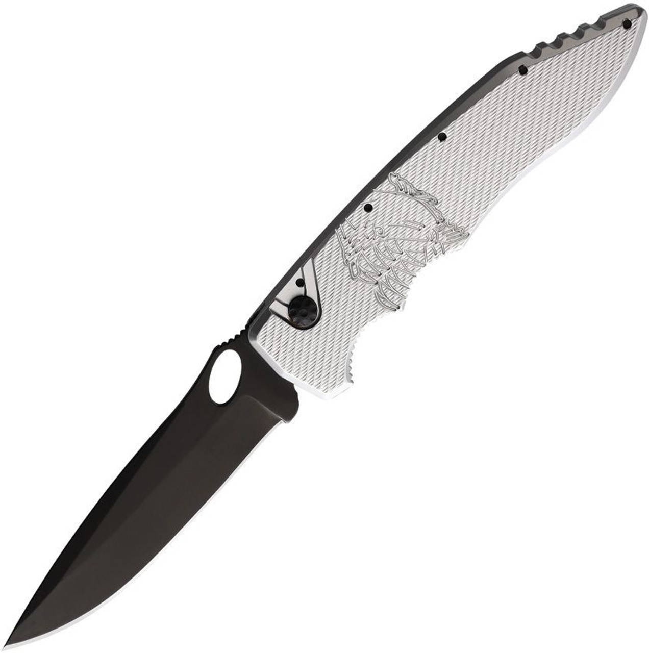 Piranha Mini Predator (PKCP11ST) 3.5" Black CPM S30V Blade, Silver Aluminum Handle