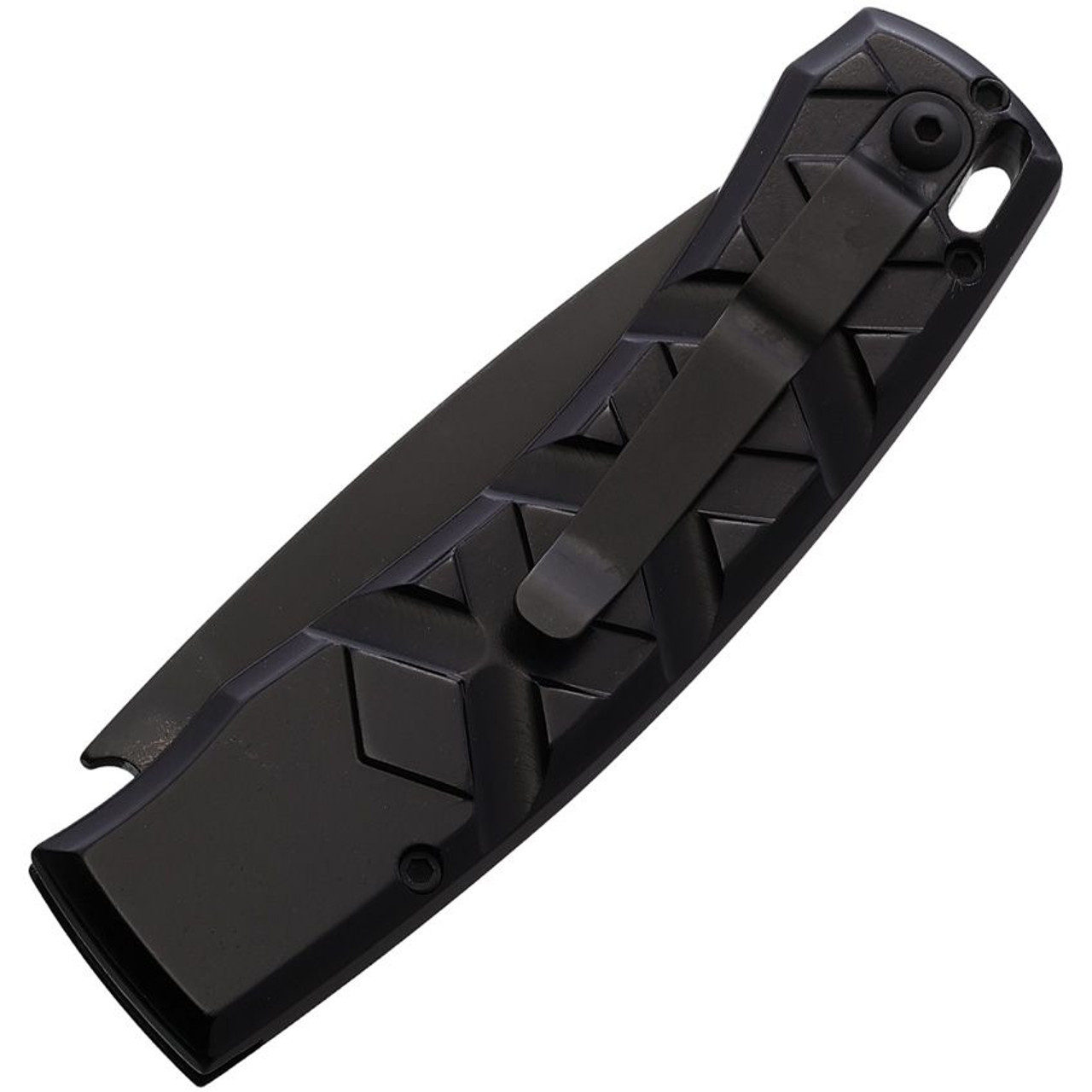 Piranha X (PKCP14BKTS) 3.3" Black Partially Serrated 154CM Blade, Black Aluminum Handle