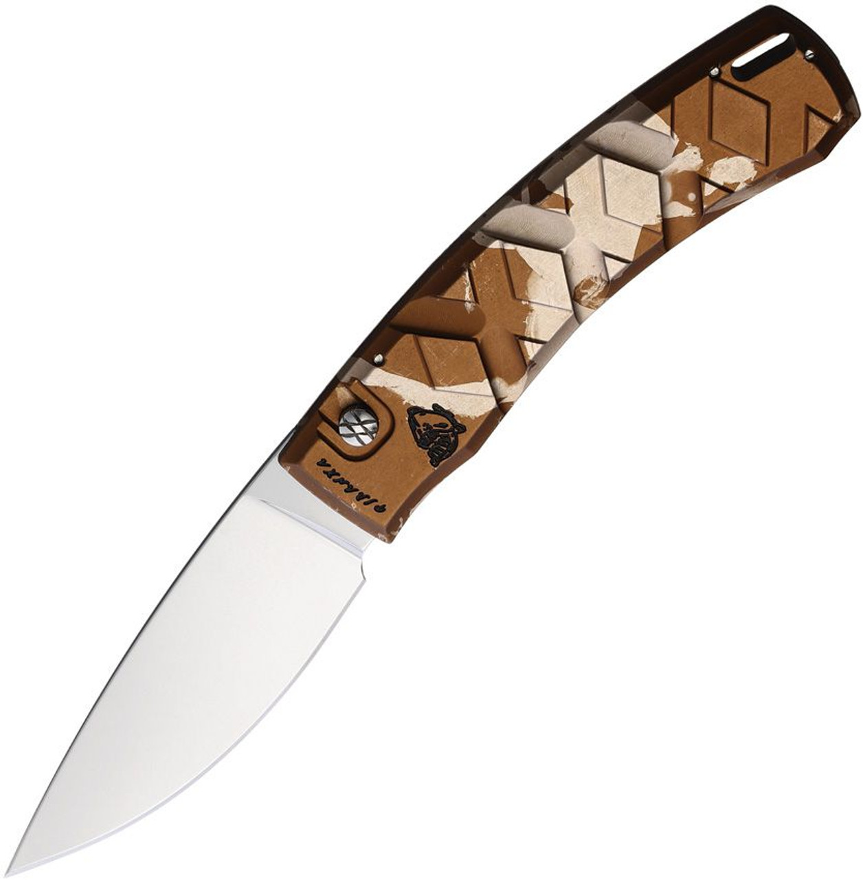 Piranha X (PKCP14C) 3.3" Mirror 154CM Blade, Tan Camo Aluminum Handle