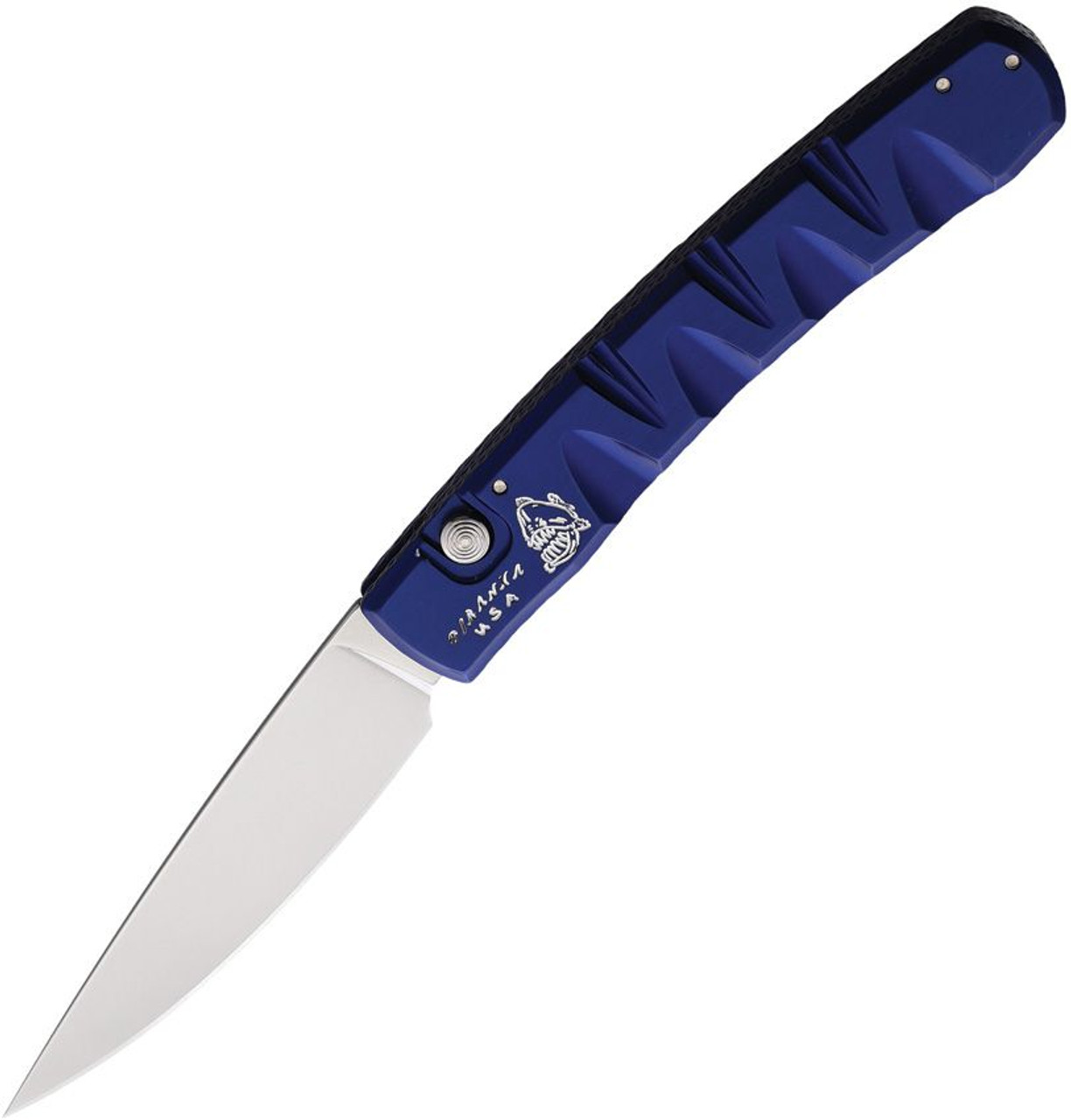 Piranha Knives Virus (PKCP15B) 3.25"Mirror CPM S30V Blade, Blue Aluminum Handle