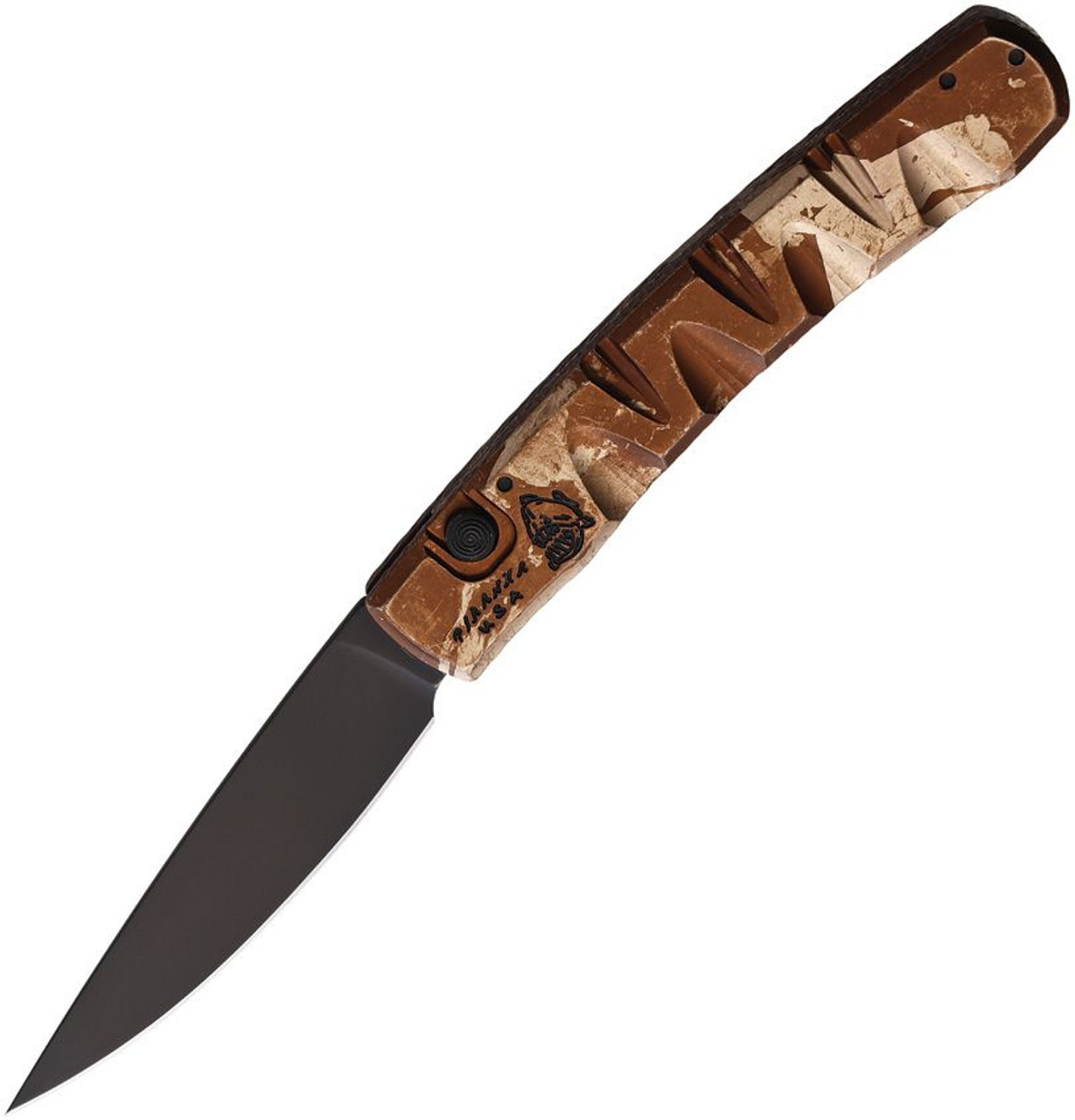 Piranha Knives Virus (PKCP15CT) 3.25" Black CPM S30V Blade,Tan Camo Aluminum Handle