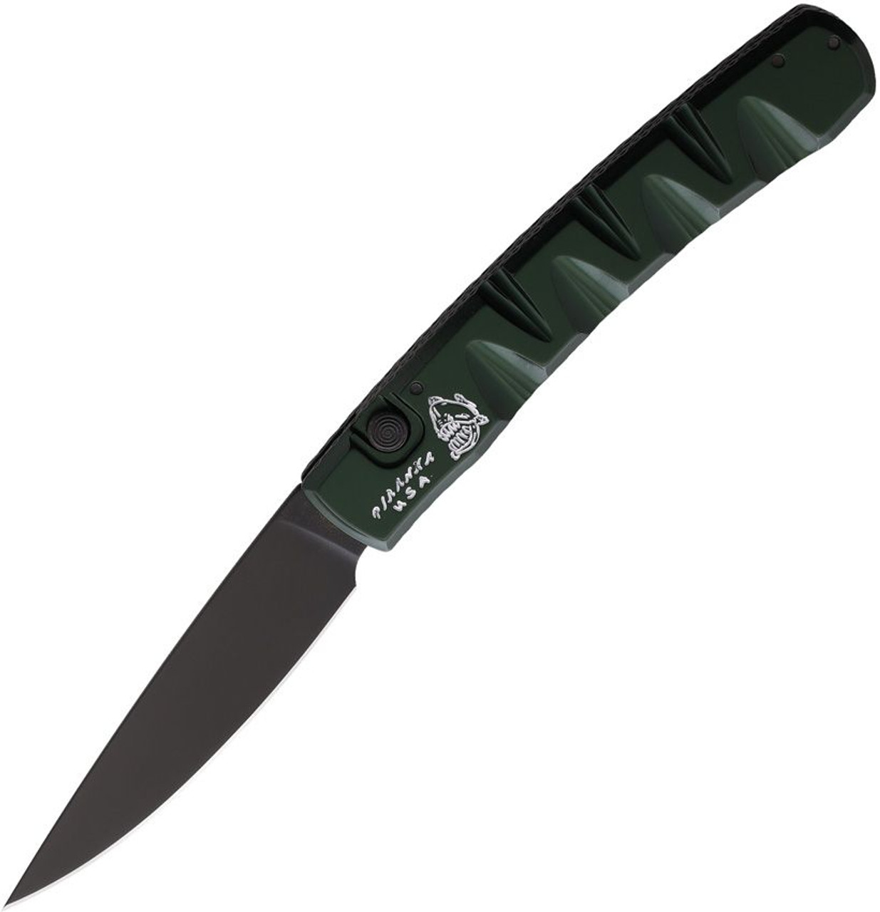 Piranha Knives Virus (PKCP15GT) 3.25" Black CPM S30V Blade, Green Aluminum Handle