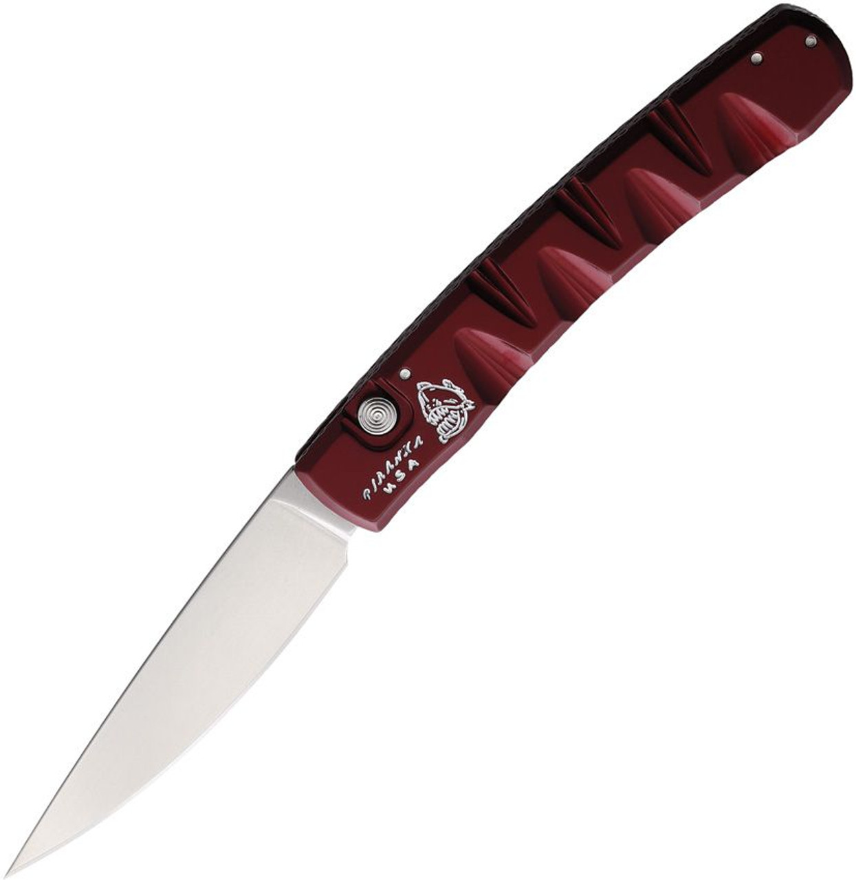 Piranha Knives Virus (PKCP15R) 3.25" Mirror CPM S30V Blade, Red Aluminum Handle