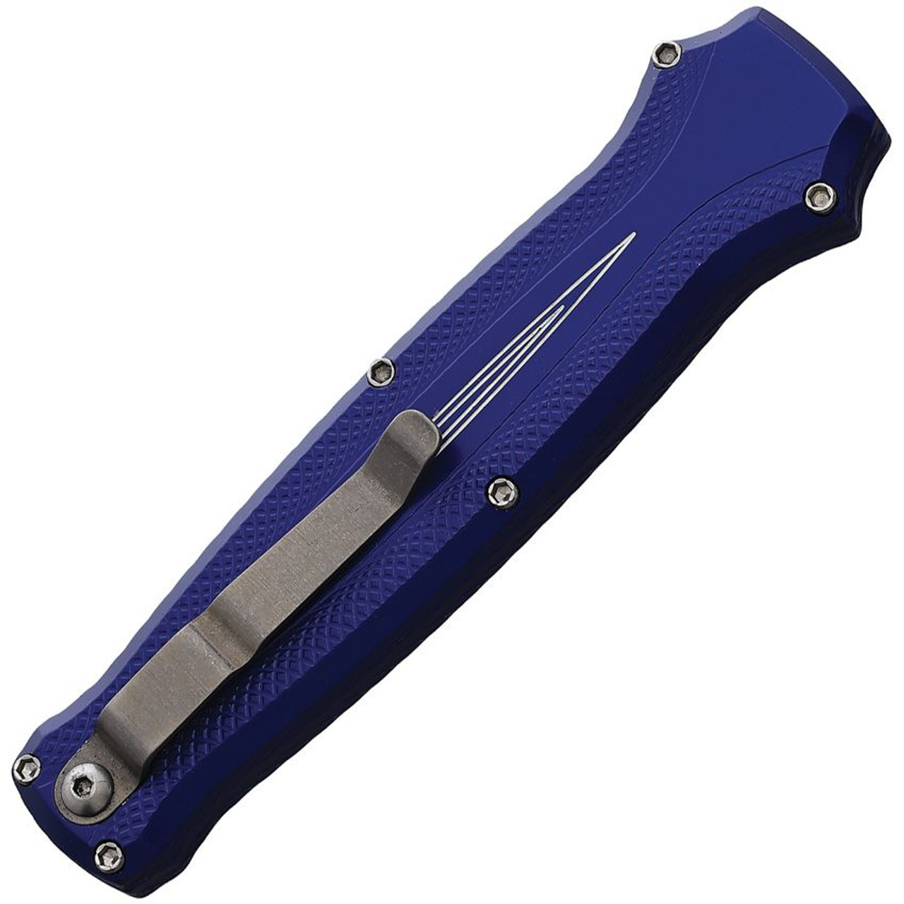 Piranha Rated-R (PKCP19B) 3.5" 154CM Mirror Clip Point Blade, Blue Aluminum Handle