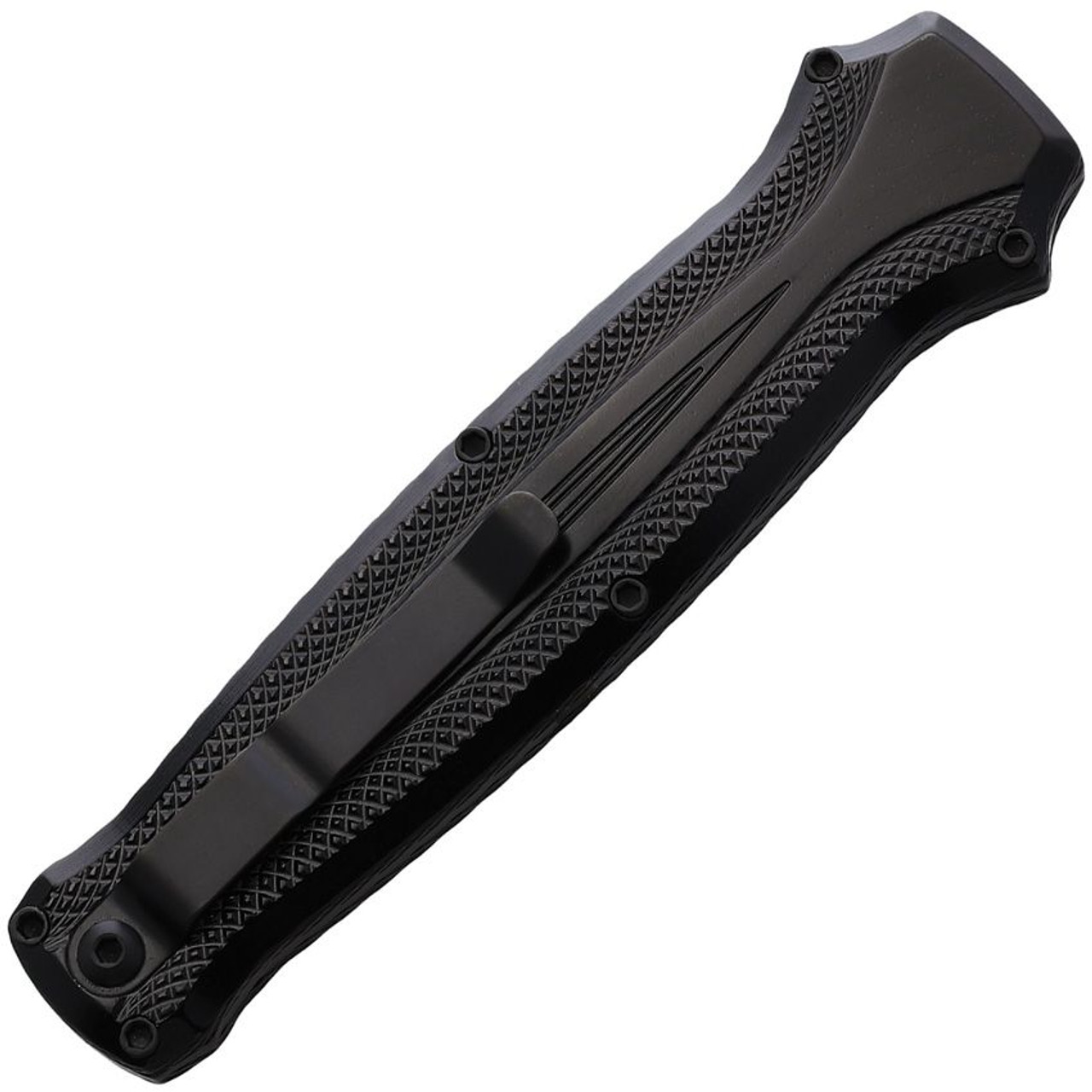 Piranha Rated-R (PKCP19BKT) 3.5" 154CM Black Clip Point Blade, Black Aluminum Handle