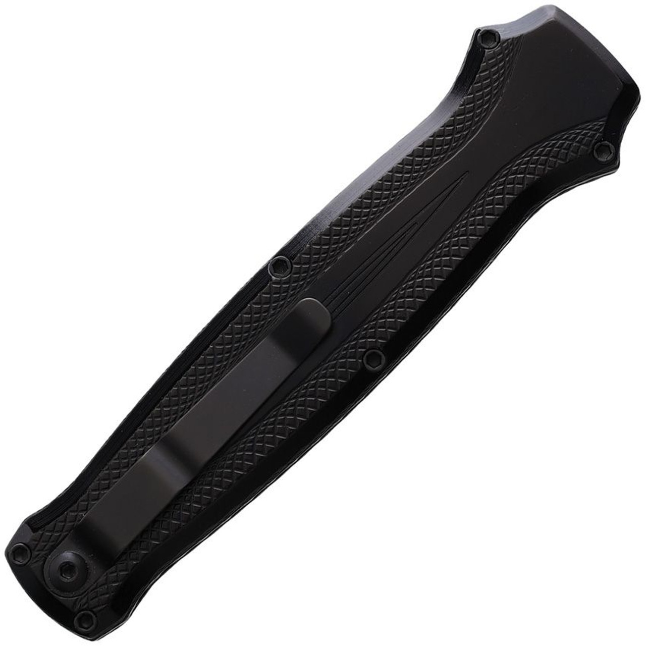 Piranha Rated-R (PKCP19BKTS) 3.5" 154CM Black Partially Serrated Clip Point Blade, Black Aluminum Handle