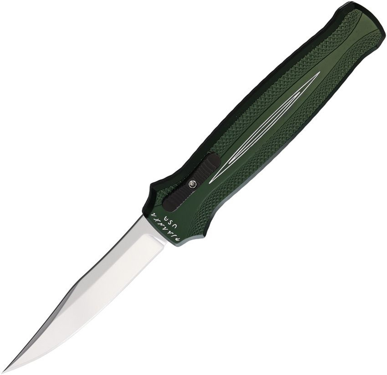 Piranha Rated-R (PKCP19G) 3.5" 154CM Mirror Clip Point Blade, Green Aluminum Handle