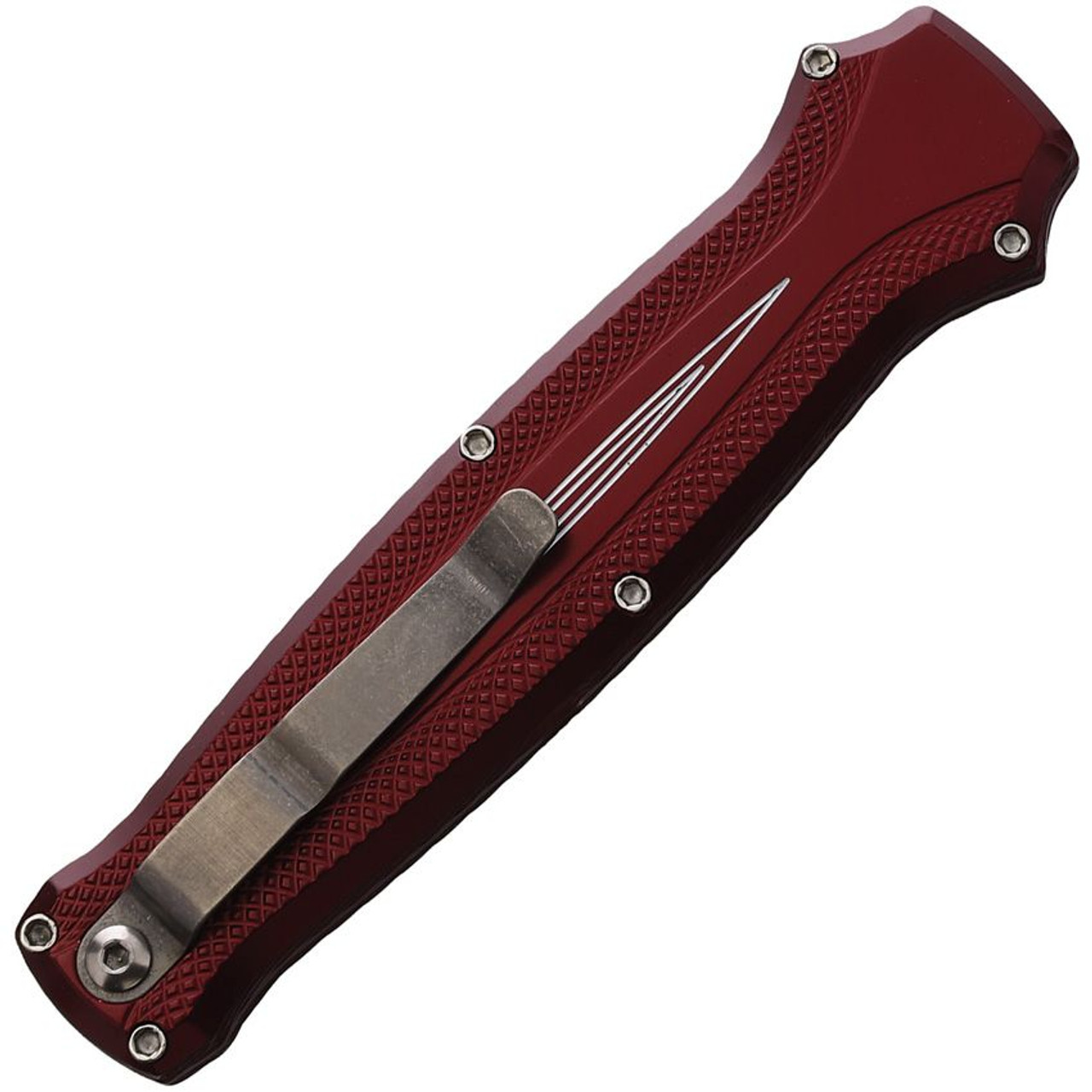 Piranha Rated-R (PKCP19R) 3.5" 154CM Mirror Clip Point Blade, Red Aluminum Handle