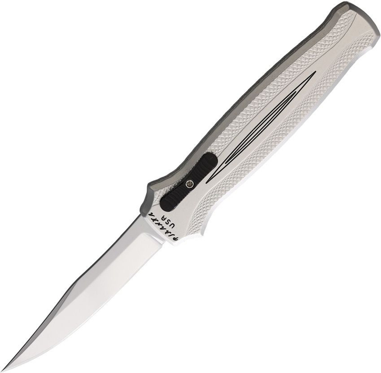 Piranha Rated-R (PKCP19S) 3.5" 154CM Mirror Clip Point Blade, Silver Aluminum Handle