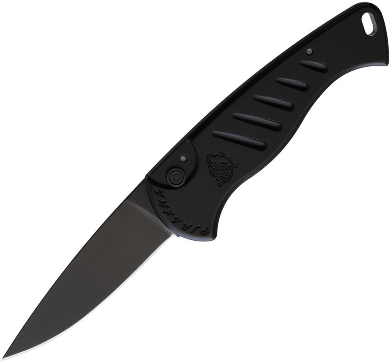 Piranha Fingerling (PKCP2BKT) 2.5" Black 154CM Drop Point Blade, Black Aluminum Handle