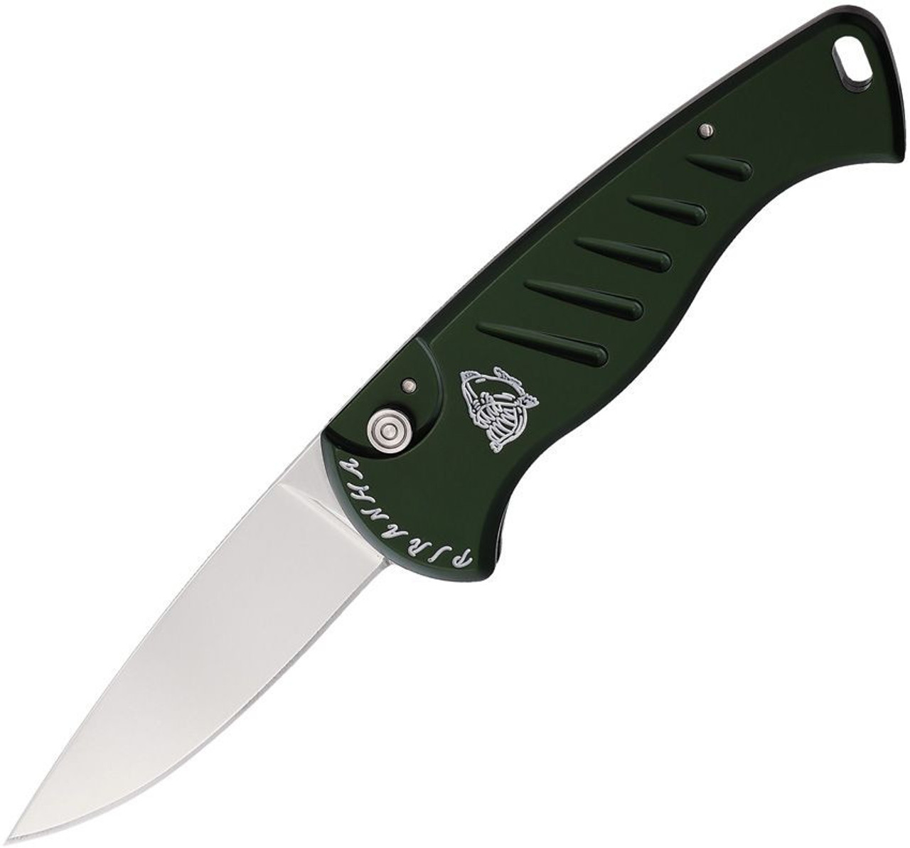 Piranha Fingerling (PKCP2G) 2.5" Mirror 154CM Drop Point Blade, Green Aluminum Handle