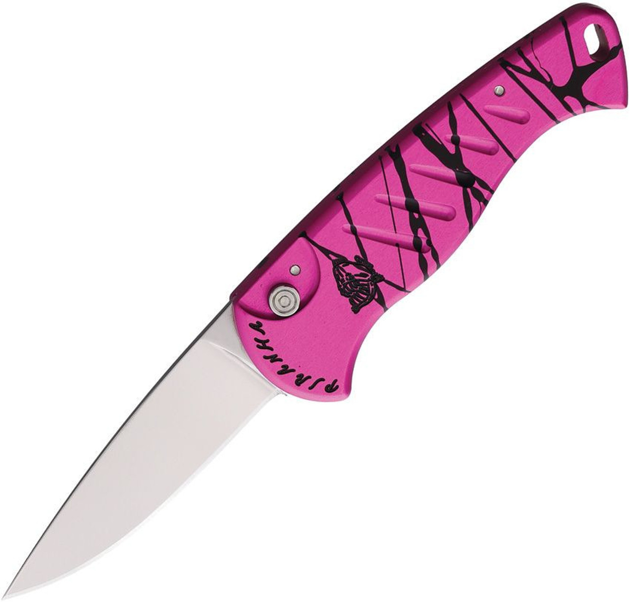 Piranha Fingerling (PKCP2PK) 2.5" Mirror 154CM Drop Point Blade, Pink Aluminum Handle