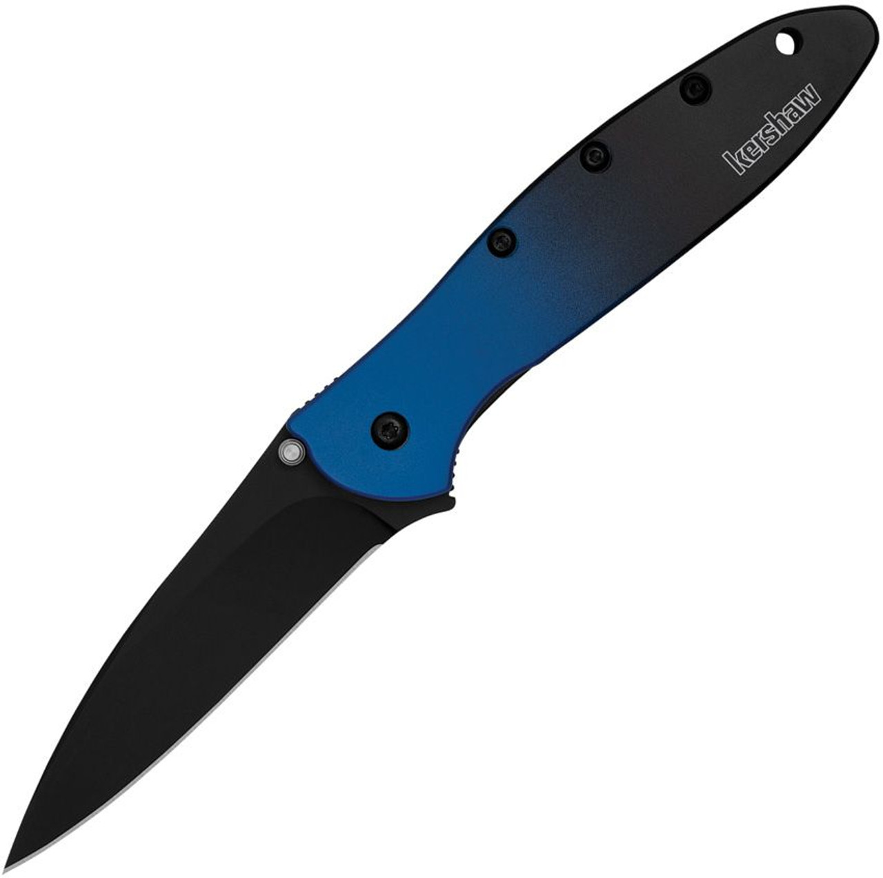 Kershaw Leek Assisted Opening Knife (1660GBLUBLK)- 3.00" Black Magnacut Drop Point Blade, Gradient Blue and Black Aluminum Handle
