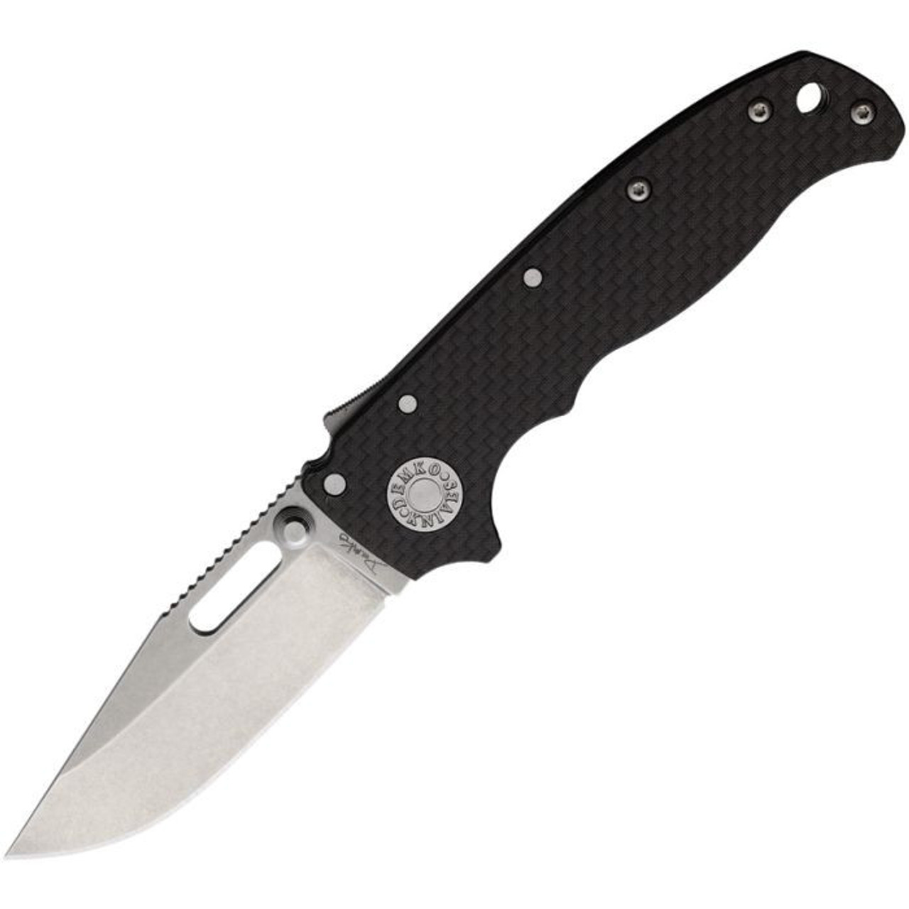 Demko Knives AD20.5 Shark Lock - 3.25" S35VN Stonewashed Clip Point Blade, Carbon Fiber Handle