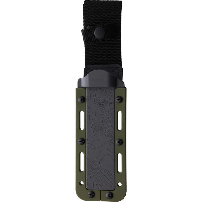 Demko Knives Fixed Blade (DEM09621) 5" Satin AUS10A Tanto Plain Blade, Green Checkered Rubber Handle