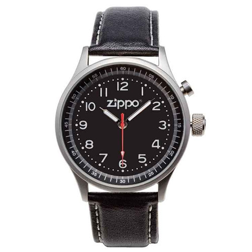 Zippo Sport Watch-Black Face-Black Leather Band 45022