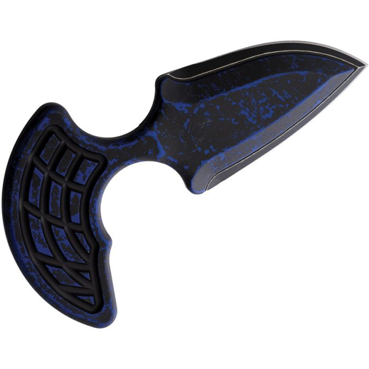 Heretic Sleight Push Dagger Fixed Blade (H0508ABRKBLU) - 2.8" CPM-20CV Battleworn Black Double Edge Dagger, Breakthrough Blue Anodized Aluminum Handle, Black Kydex Sheath with Tek-Lok