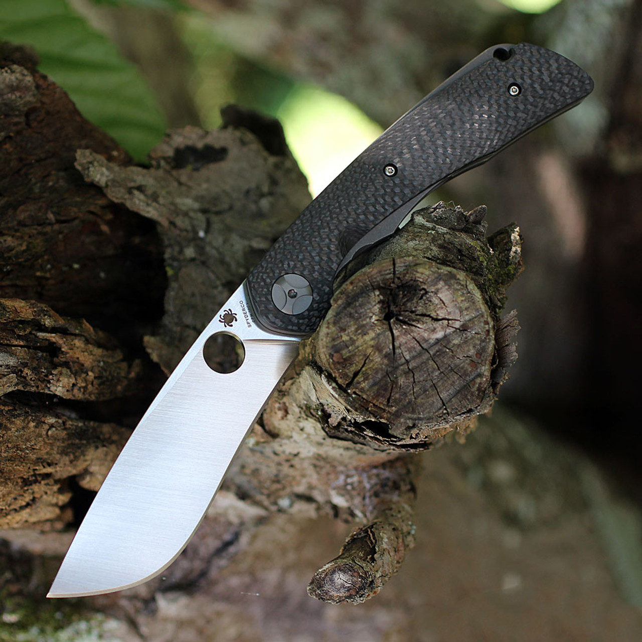 Spyderco Subvert Sprint Run (C239CFP) - 4.12" Satin CPM-20CV Drop Point Plain Blade, Carbon Fiber Handle