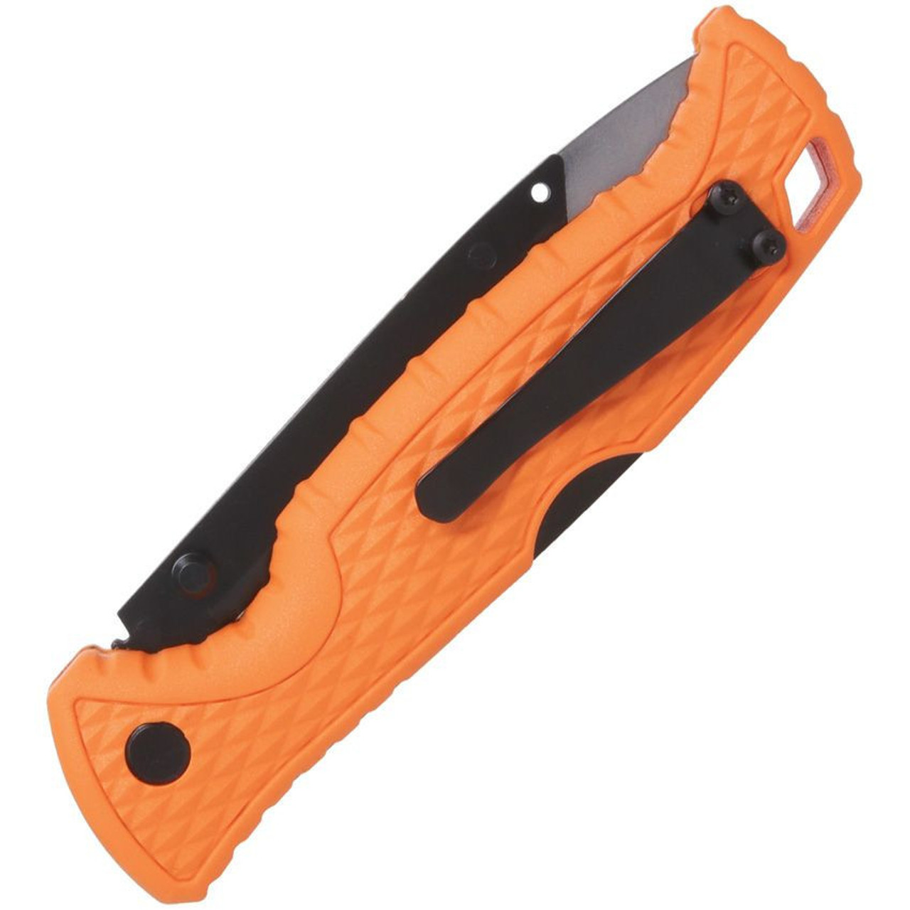 Muddy Swap Replace-A-Blade Knife - (5) 3.5" Satin 420J2 Steel Drop Point Plain Blades, Orange GFN Handle