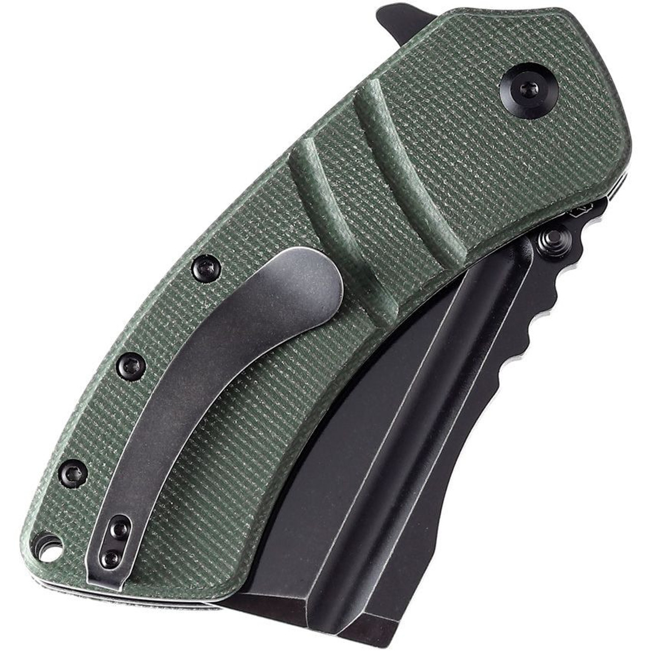 Kansept XL Korvid (T1030B4) 3.55" 154CM Blackwashed Cleaver Plain Blade, Green Micarta Handle