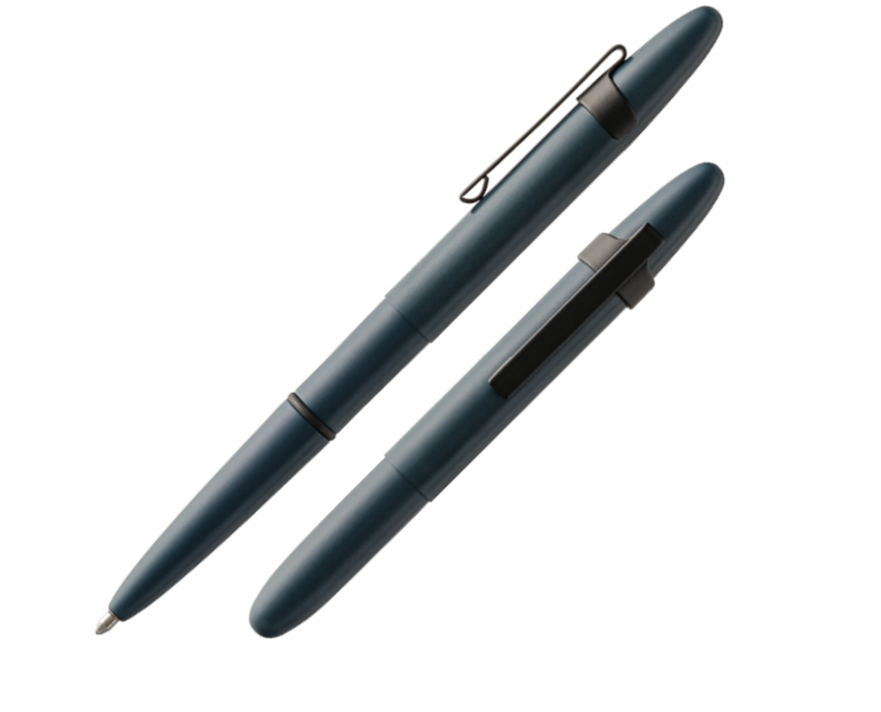 Fisher Pen Elite Navy Cerakote Bullet Pen (FP00504) Fisher Pressurized PR4, Black Ink, Medium Point,  Elite Navy Blue Cerakote, Cap Off, Black Clip