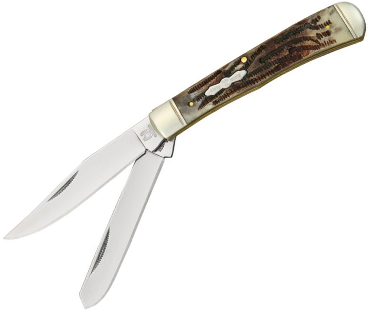 Rough Ryder Trapper - 440A Stainless Steel Clip and Spey Blade, Deer Stag Handle (RR154)
