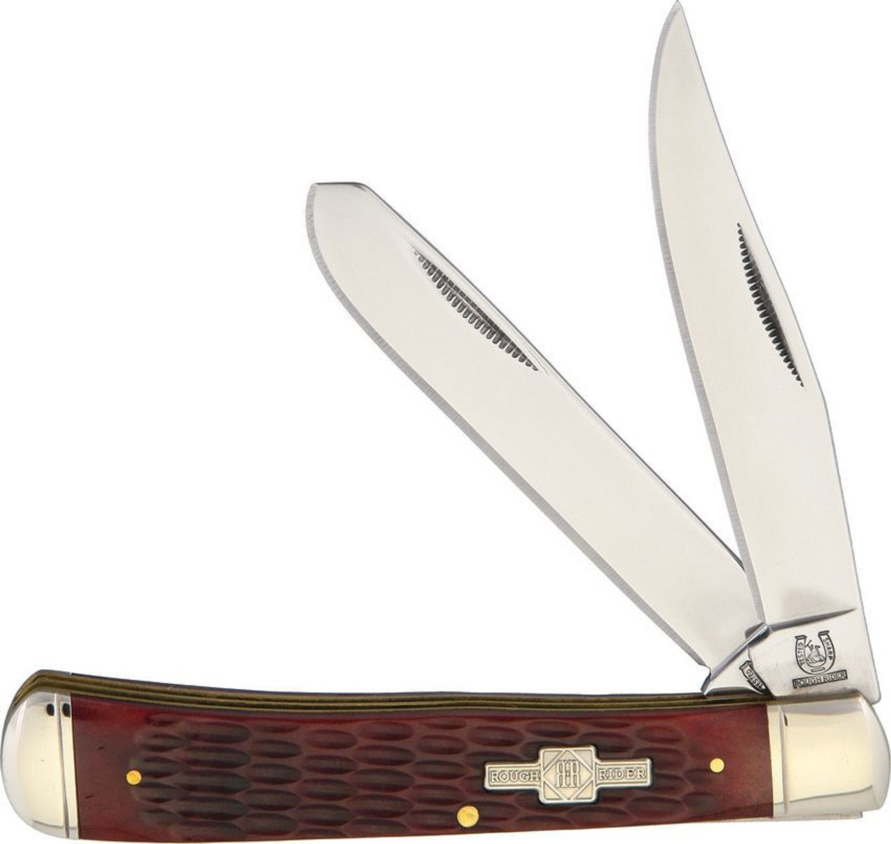 Rough Ryder Trapper - 440A Stainless Steel Clip and Spey Blade, Red Jigged Bone Handle (RR266)