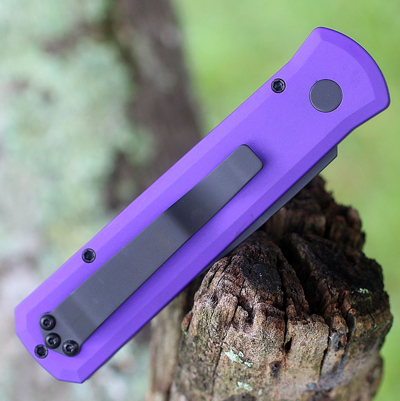 Pro-Tech Godson Automatic - PURPLE (721-Purple) - 3.15" 154CM Satin Stiletto Blade, Purple Aluminum Handle