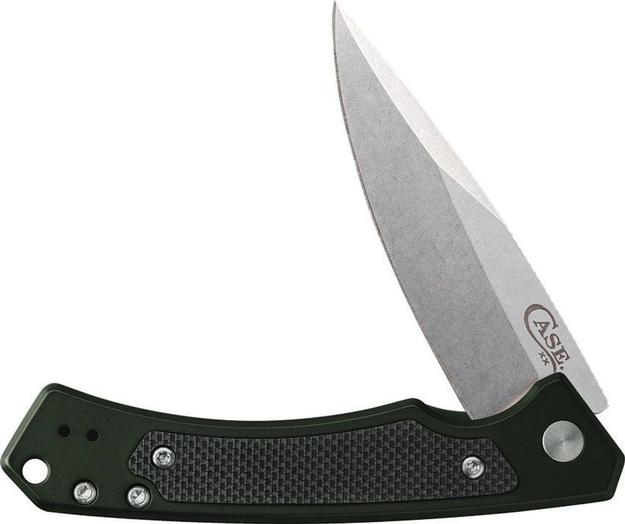 Case Marilla Frame Lock Knife (25883) - 3.4" S35VN Stonewashed Drop Point Blade, Green Anodized Aluminum Handle with Black G-10 Inlay
