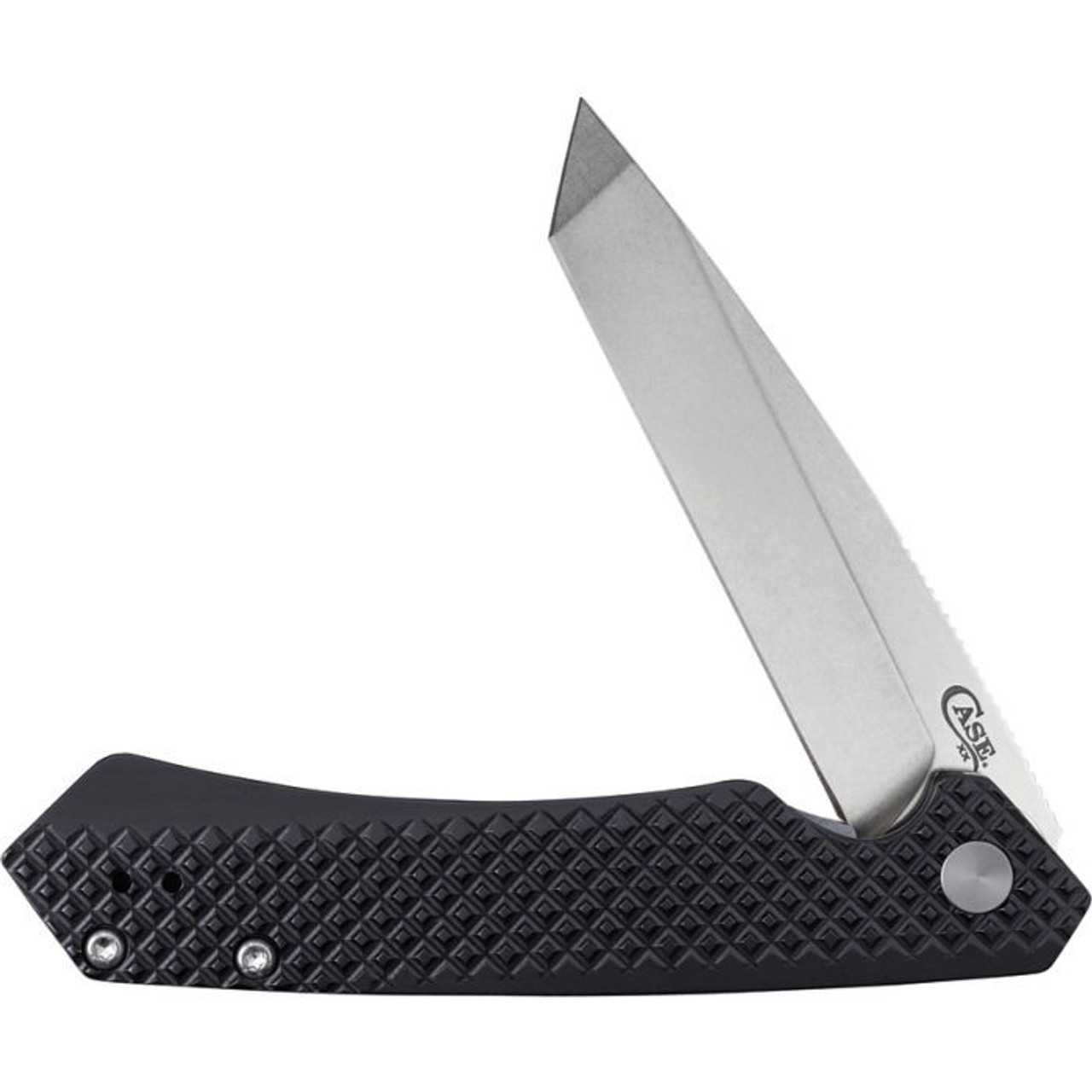 Case Kinzua Flipper Knife (64684) - 3.4" CPM-S35VN Tanto Point Blade, Black Textured Anodized Aluminum Handle