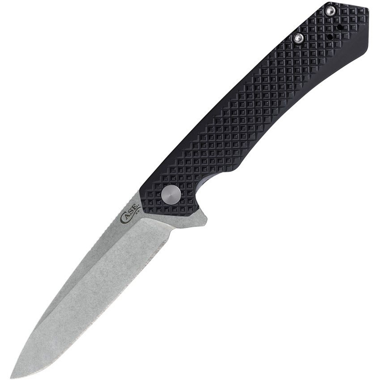 Case Kinzua Flipper Knife (64688) - 3.4" CPM-S35VN Spear Point Blade, Black Textured Anodized Aluminum Handle