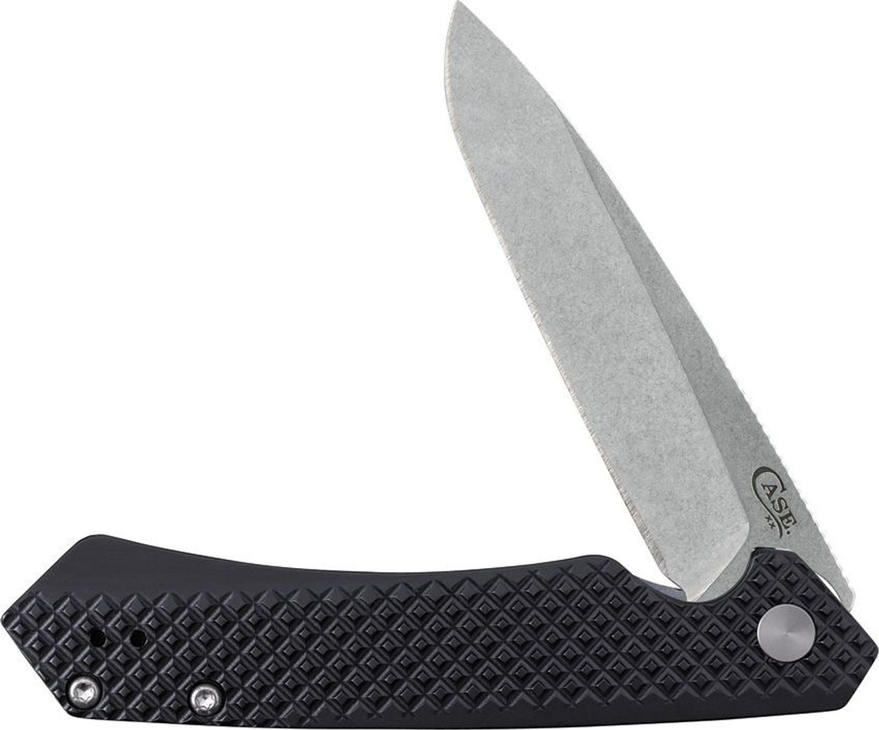 Case Kinzua Flipper Knife (64688) - 3.4" CPM-S35VN Spear Point Blade, Black Textured Anodized Aluminum Handle