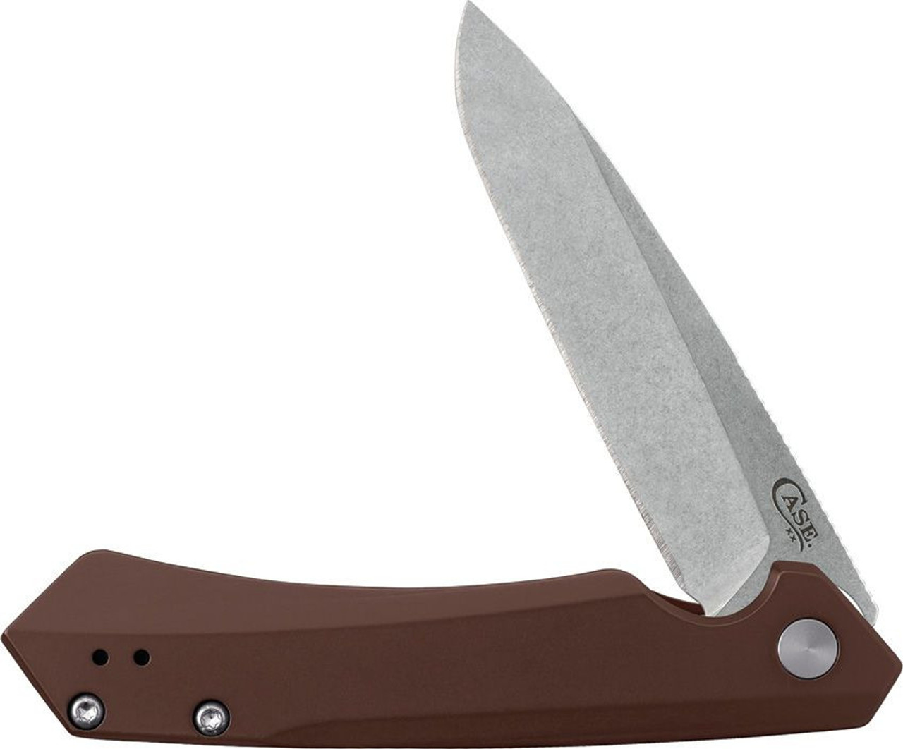 Case Kinzua Flipper Knife (64692) - 3.4" CPM-S35VN Spear Point Blade, Brown Anodized Aluminum Handle