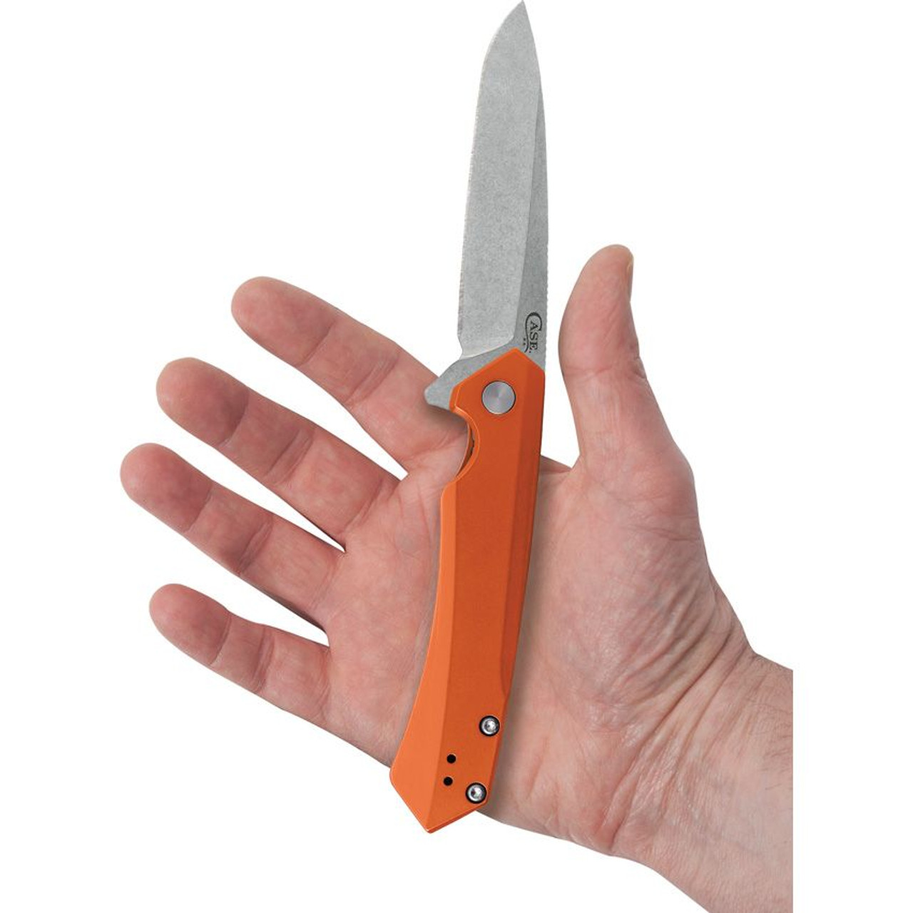 Case Kinzua Flipper Knife (64696) - 3.4" CPM-S35VN Spear Point Blade, Orange Anodized Aluminum Handle