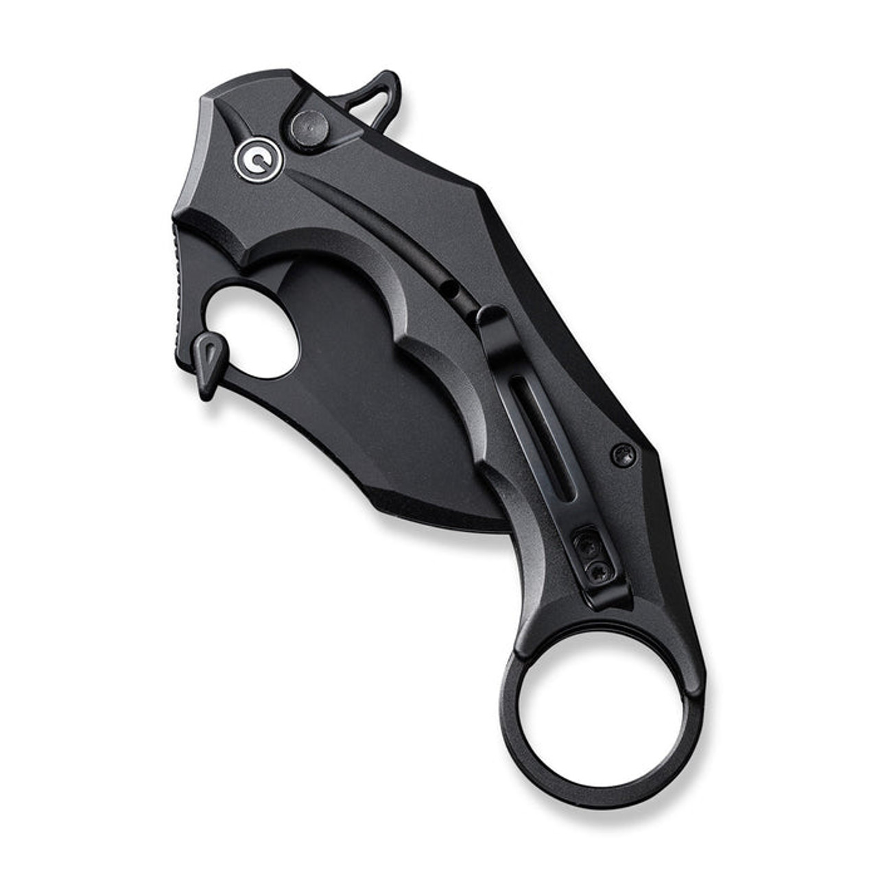 Civivi Incisor II (C16016B1) 2.02" Black Nitro-V Karambit Plain Blade, Black Aluminum Handle, Button Lock