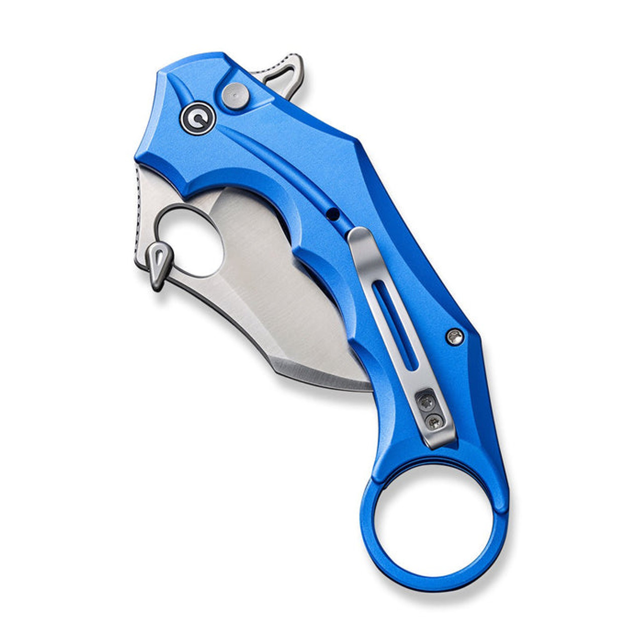 Civivi Incisor II (C16016B2) 2.02" Satin Nitro-V Karambit Plain Blade, Blue Aluminum Handle, Button Lock