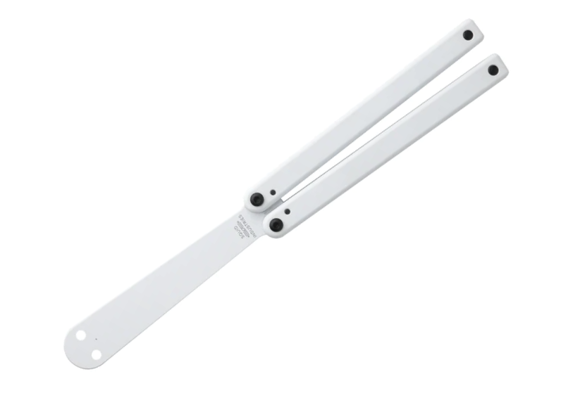 Squid Industries Squiddy Trainer SQUIDDY-WHITE — 5.20" white CPVC unsharpened trainer blade, white CPVC monoblock channel handles, TSA-friendly, USA made